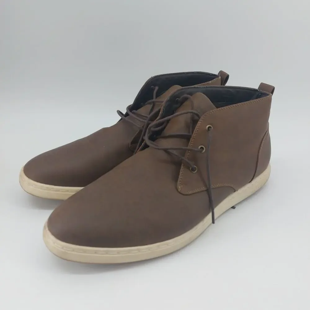 Perry Ellis Portfolio Men's Brown Lace Up Demi Hi Casual Dress Sneaker